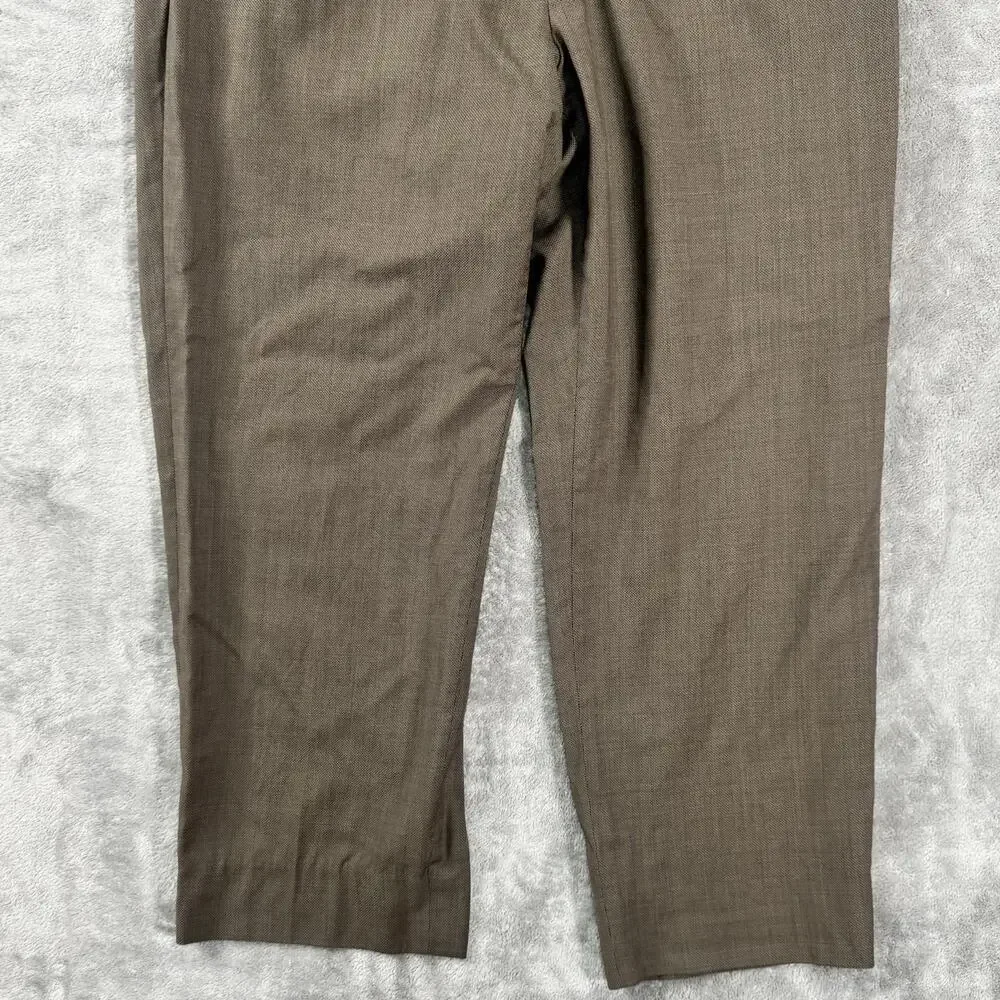 Canali Pants Mens Size 38x26 Brown 100% Wool‎ Pleated Dress Trouser Italy